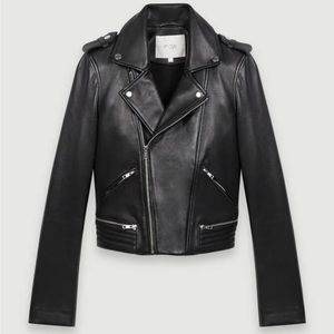 Maje black leather jacket size 38